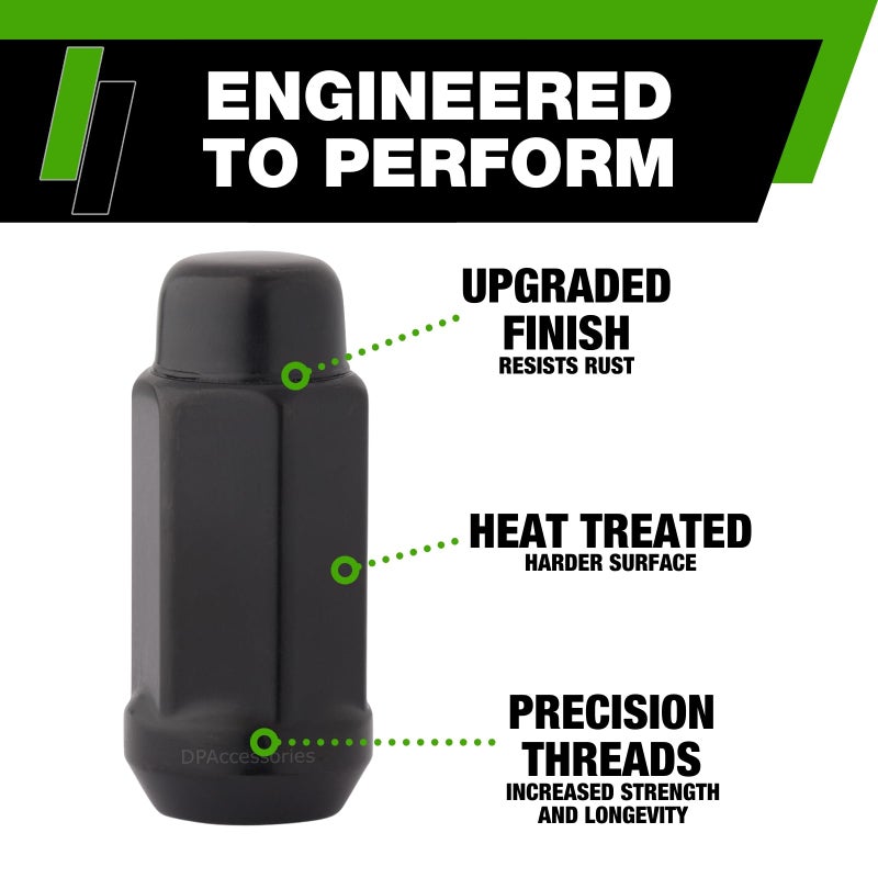DPAccessories Black M14x1.50 Lug Nuts for Aftermarket Wheels - Closed End XL Bulge Acorn - 48mm (1.9"") Tall - 19mm (3/4"") Hex - Set of 32 - LCB4B8HE2BK04032 - Image 4